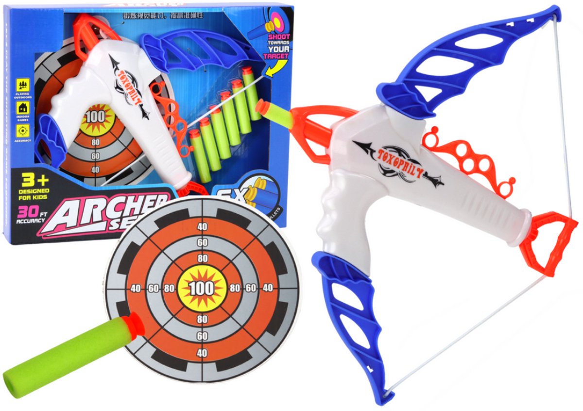  ® - Kruisboogschietset - Wit / Blauw - Inclusief 6 Pijltjes - Boogschieten - Rollenspel - Speelgoed - Kruisboog