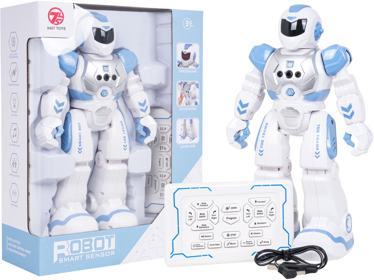  ® - Programmeer Robot - Interactieve Robot - 360 graden - Wit / Blauw - SMART-Robot - Speelgoed - Sinterklaas - Technisch Speelgoed