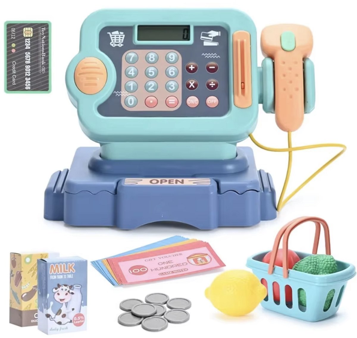  ® - Speelgoed Kassa 2.0 - met Licht en Geluid - Rekenmachine, Scanner en Geldlade - inclusief Accessoires - Rekenspeelgoed - Educatief - Rollenspel