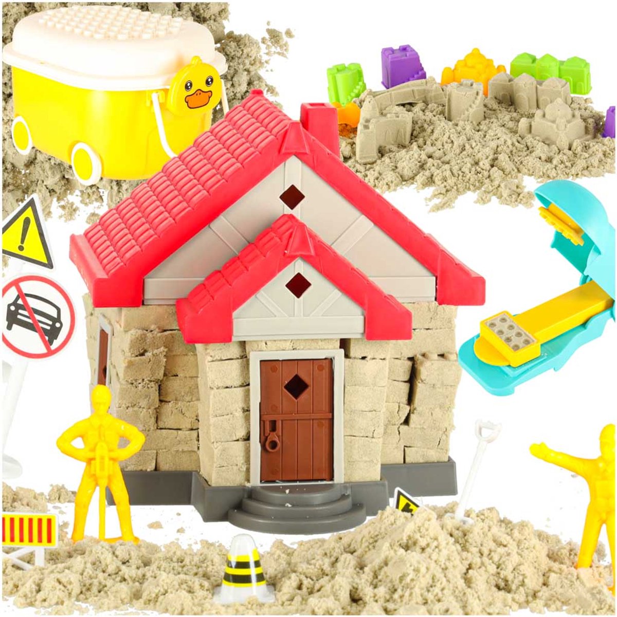  ® - Speelzand - Huizen Bouwen - 750 gram - Magisch   - in Trolley - Inclusief vormpjes - Sensorisch Speelgoed - Montessori Speelgoed