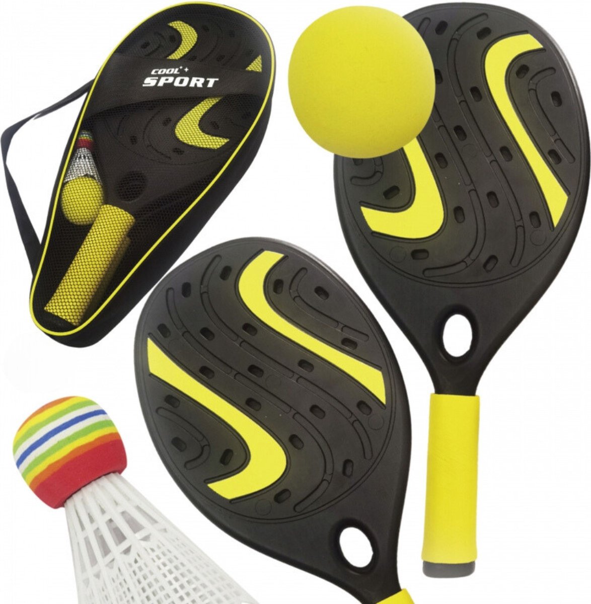  ® - Tennisrackets - met Schuimbal en Shuttle - Foamball - Lichtgewicht - Beachball - Badminton - Tennis Rackets - Buitenspeelgoed - Strandspeelgoed