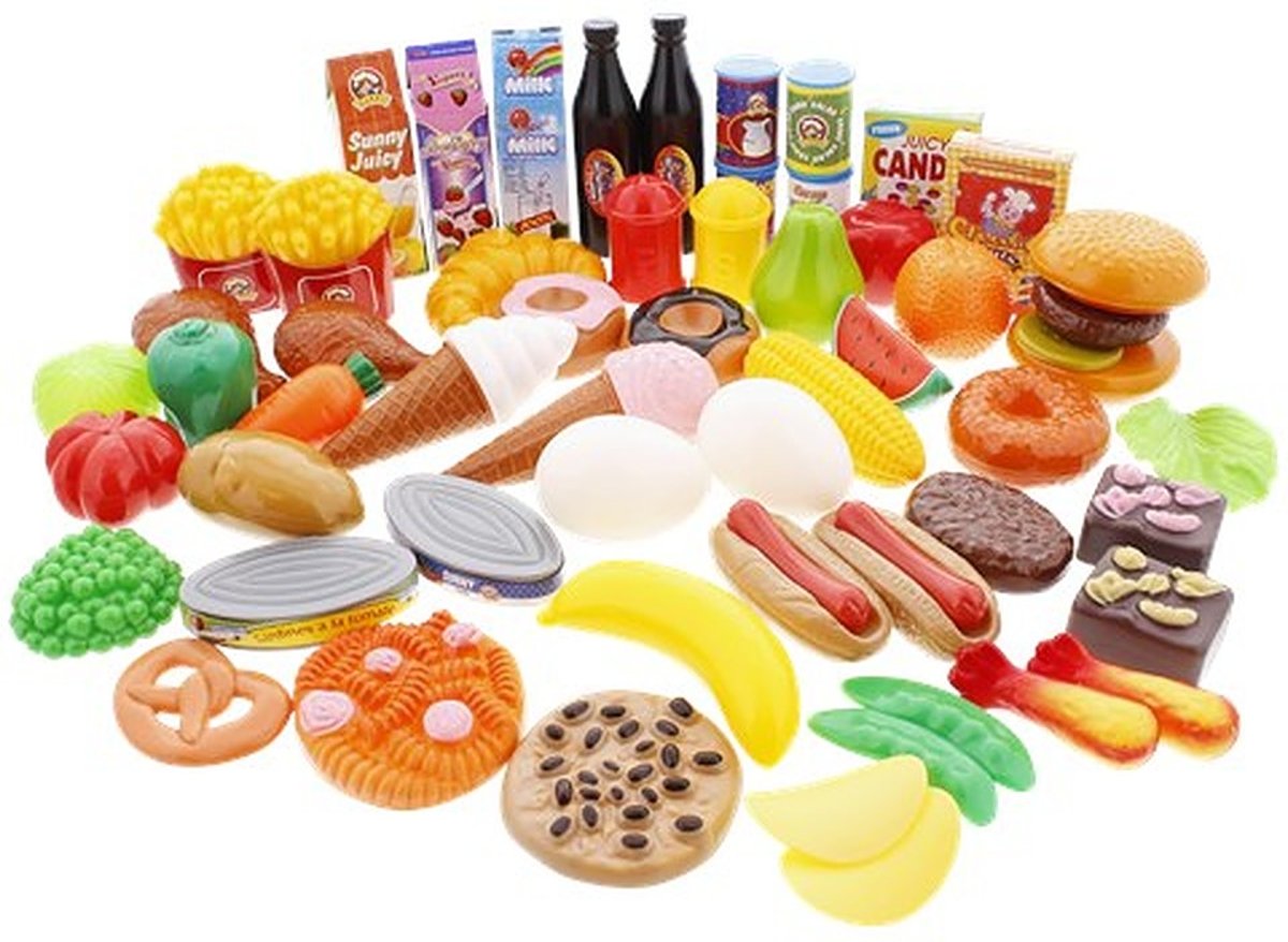 PlaySet Food - Etenswaren speelset - 60 delig set - vanaf 18 maanden - kinder peuter speelgoed -