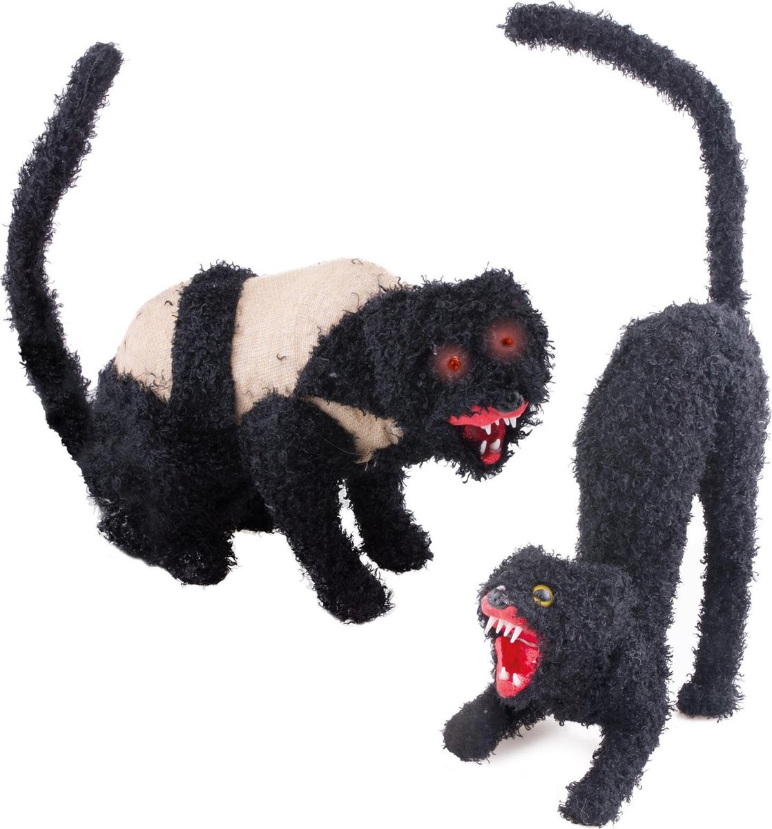 Griezelige katten XL - 2 Stuks - Met licht - 35 x 28 cm - Leuk voor halloween