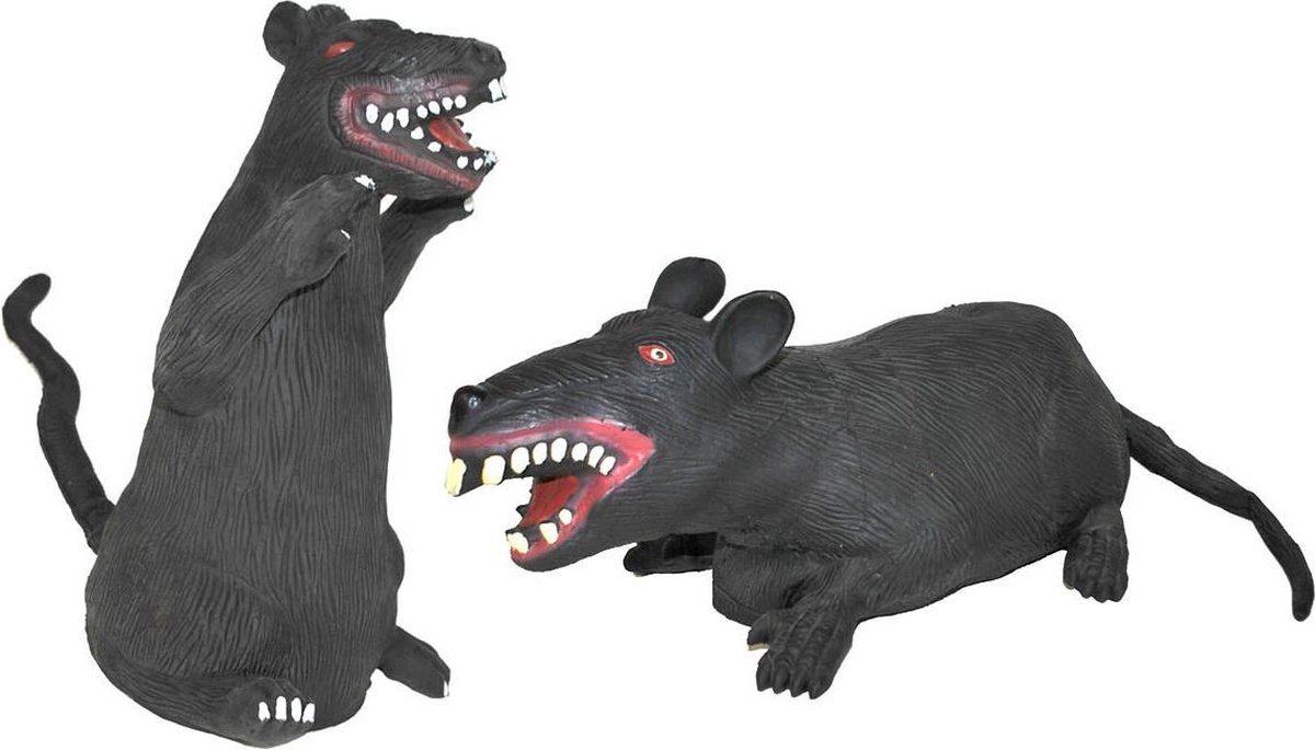 Vinyl scary ratten 45 cm XXL - 2 stuks - feestdecoratievoorwerp - Halloween