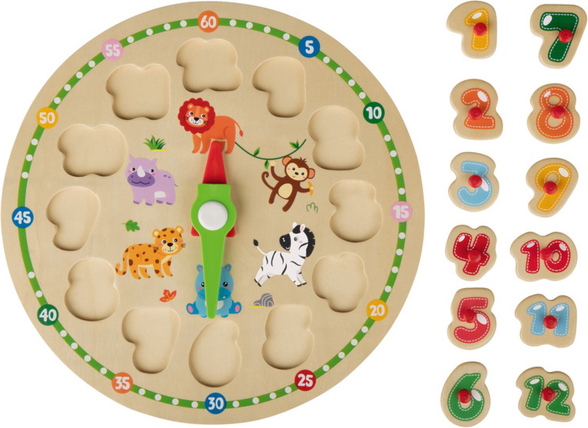 Educatieve houten klokpuzzel - leren klok kijken - houten speelgoed - Veilig met EU keurmerken