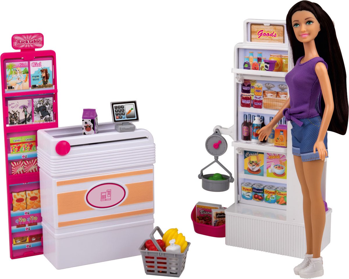 Playtive modepop met supermarkt 26-Delig