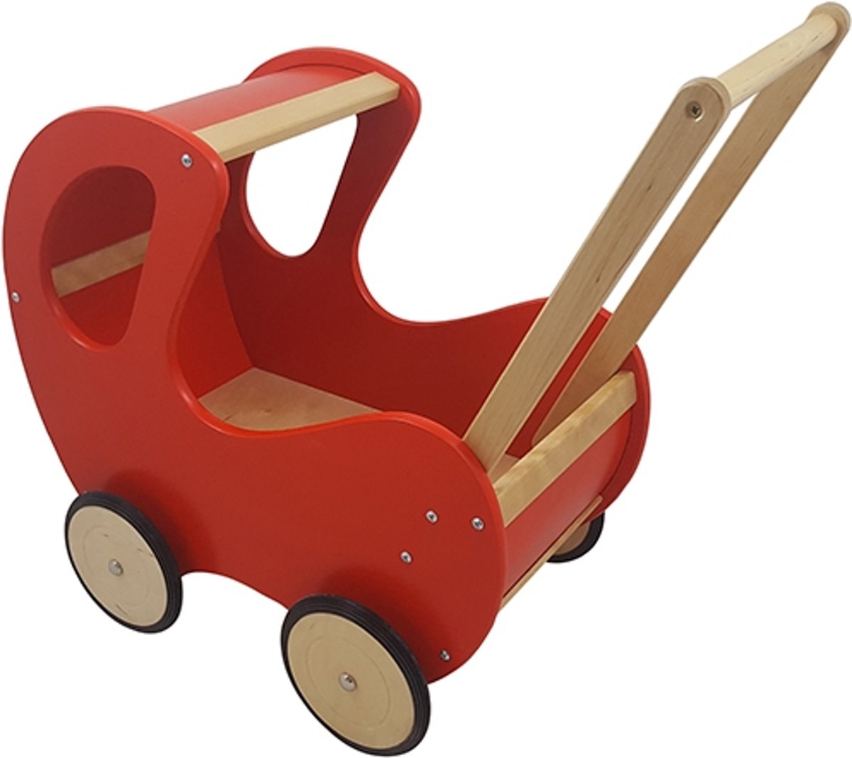 Houten Poppenwagen Klassiek rood