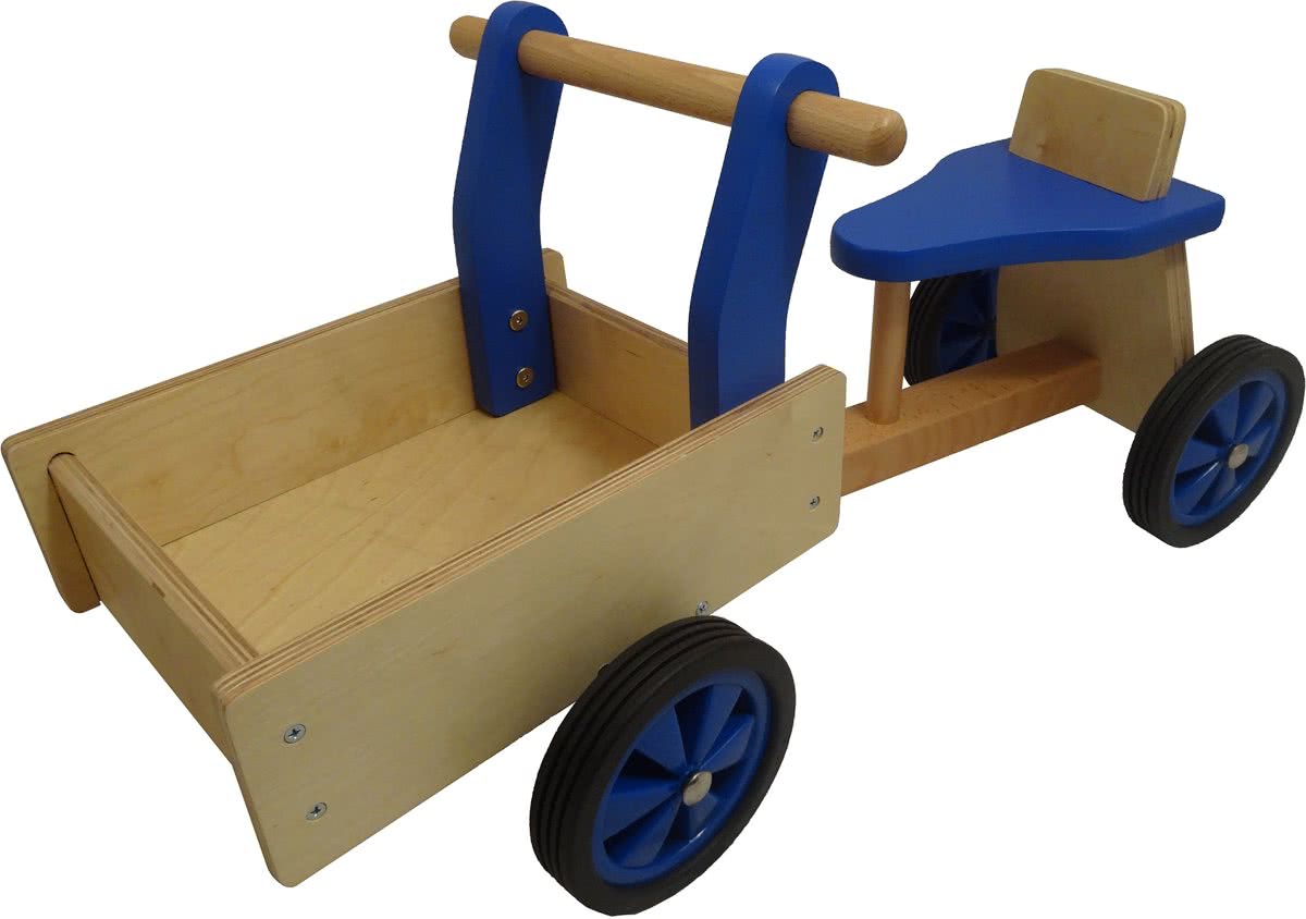 Playwood - Houten bakfiets blauw met 4 wielen