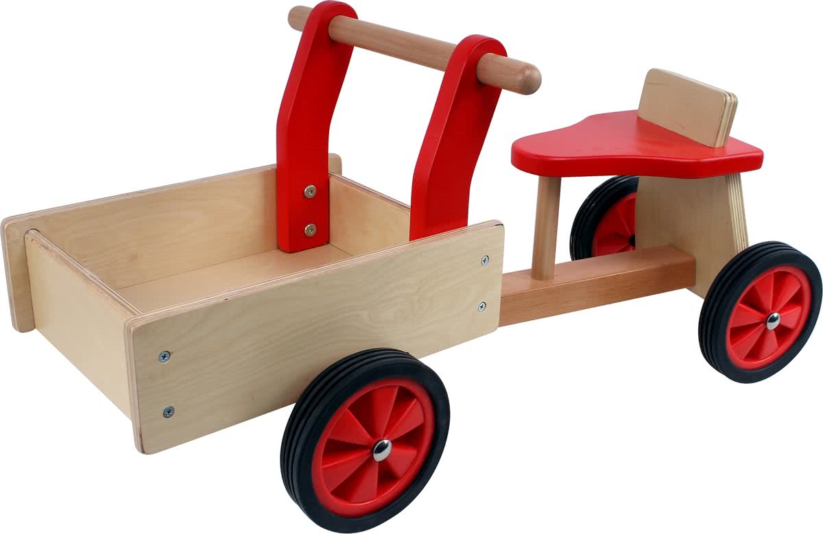   - Houten bakfiets rood met 4 wielen