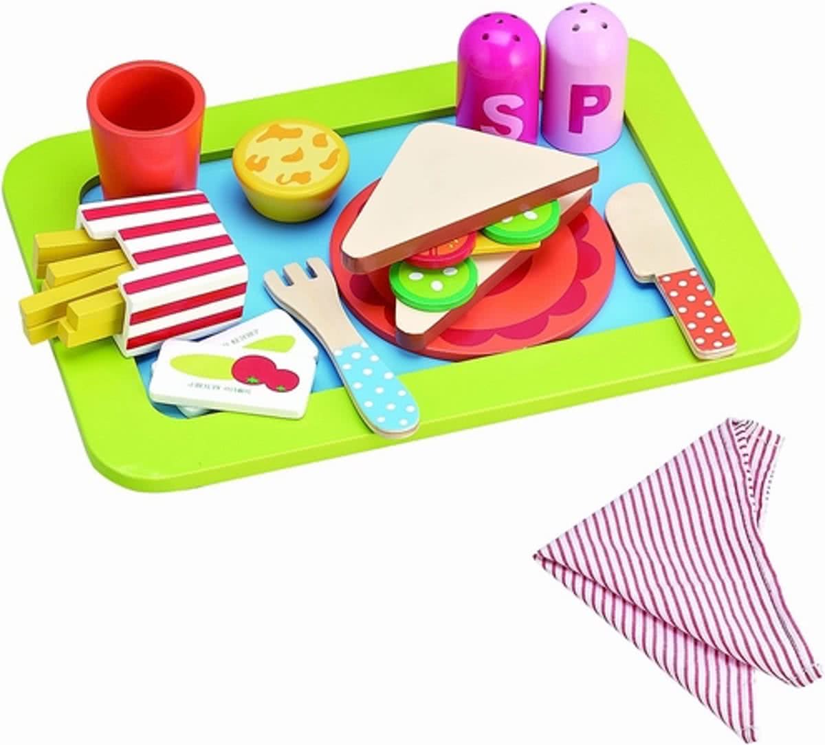 Playwood - Ontbijtset hout op dienblad met french fries