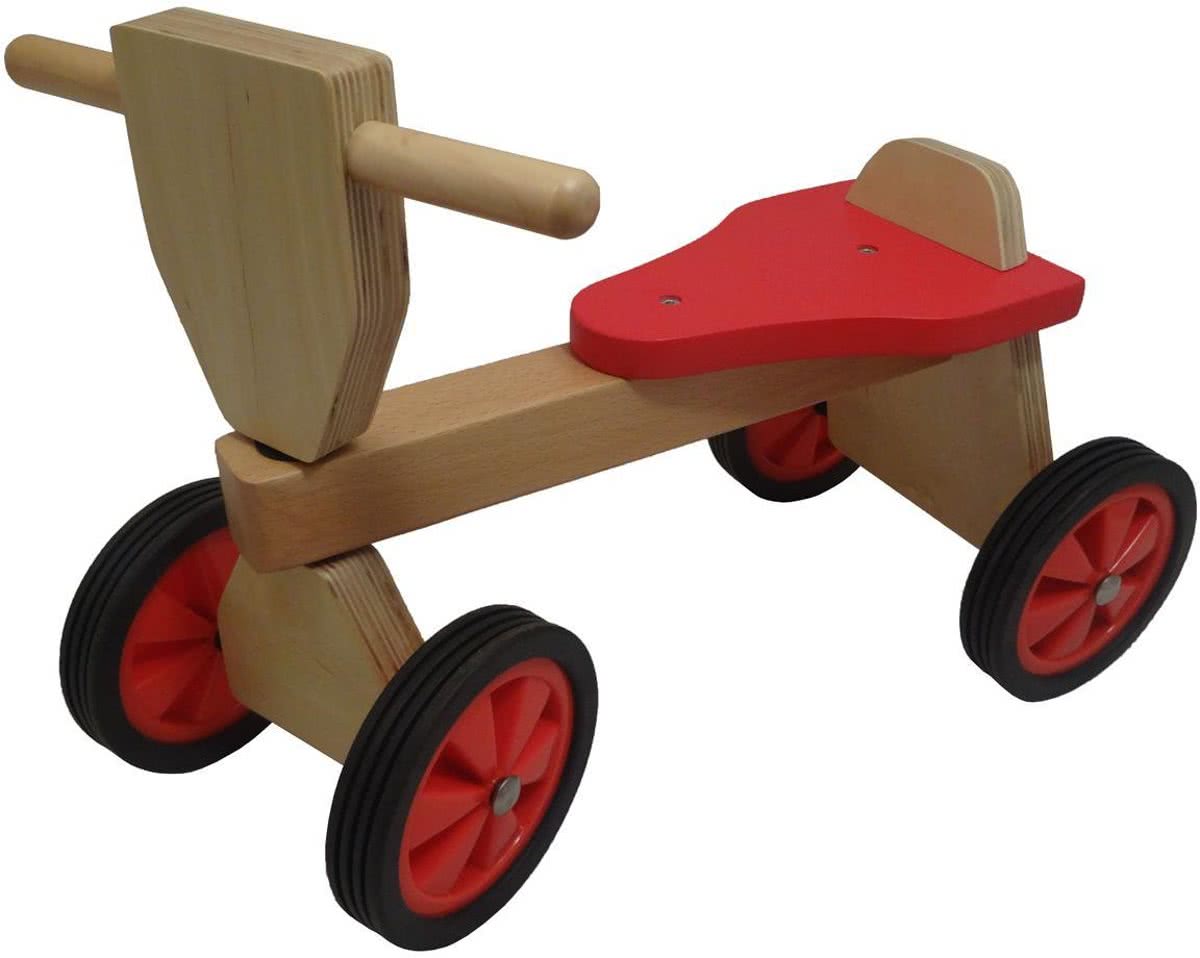 Playwood Loopfiets -  Vierwieler - Rood - Hout