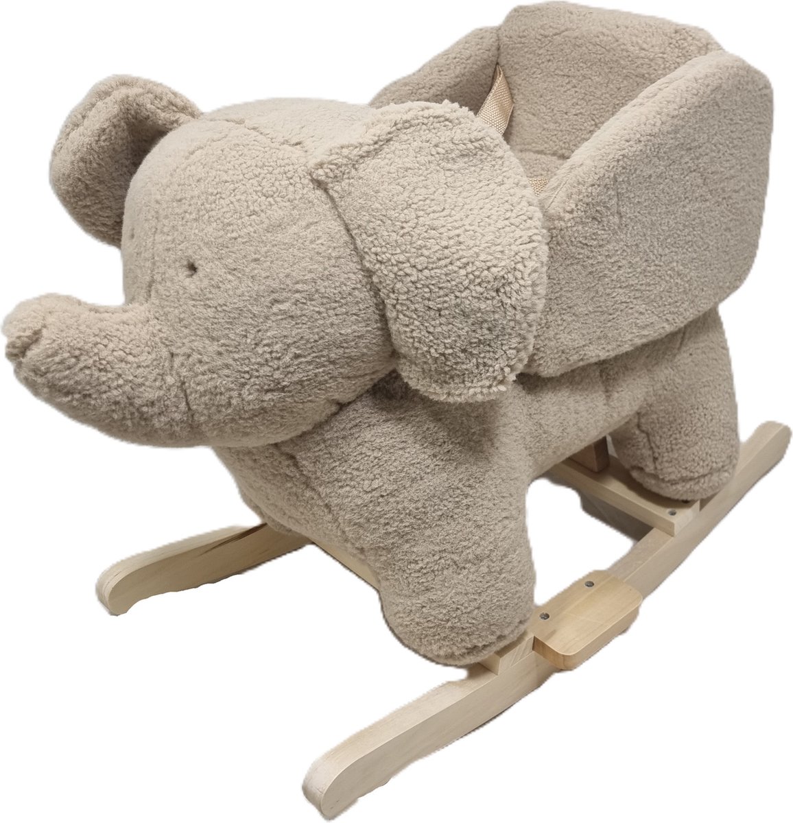   Olifant Teddy - Schommelpaard - Hobbelpaard-Hobbel Olifant- zithoogte 34 cm - Taupe- Crème