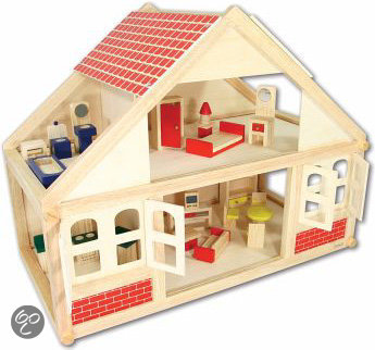 Playwood Poppenhuis - Hout - Inclusief 25 delige meubelset