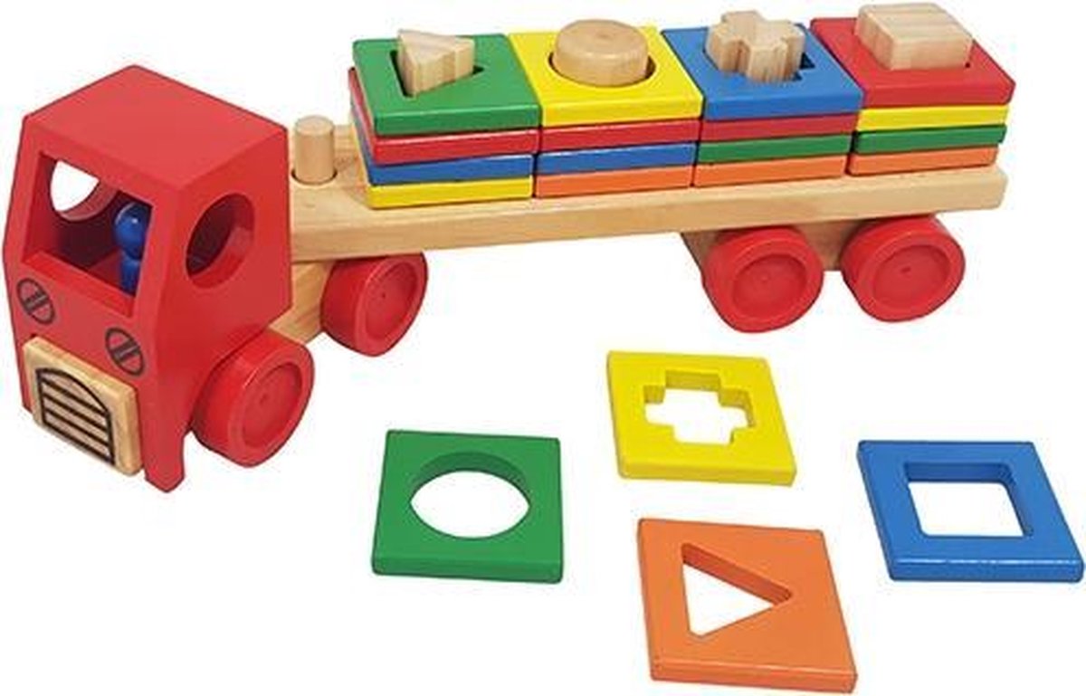 Playwood Vormen sorteer truck van hout 000112