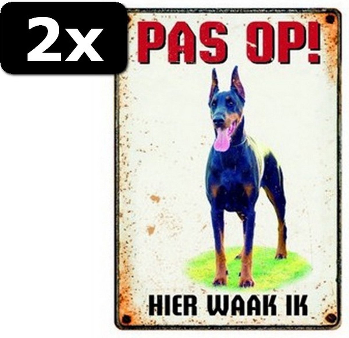 2x WAAKBORD BLIK GROTE HOND