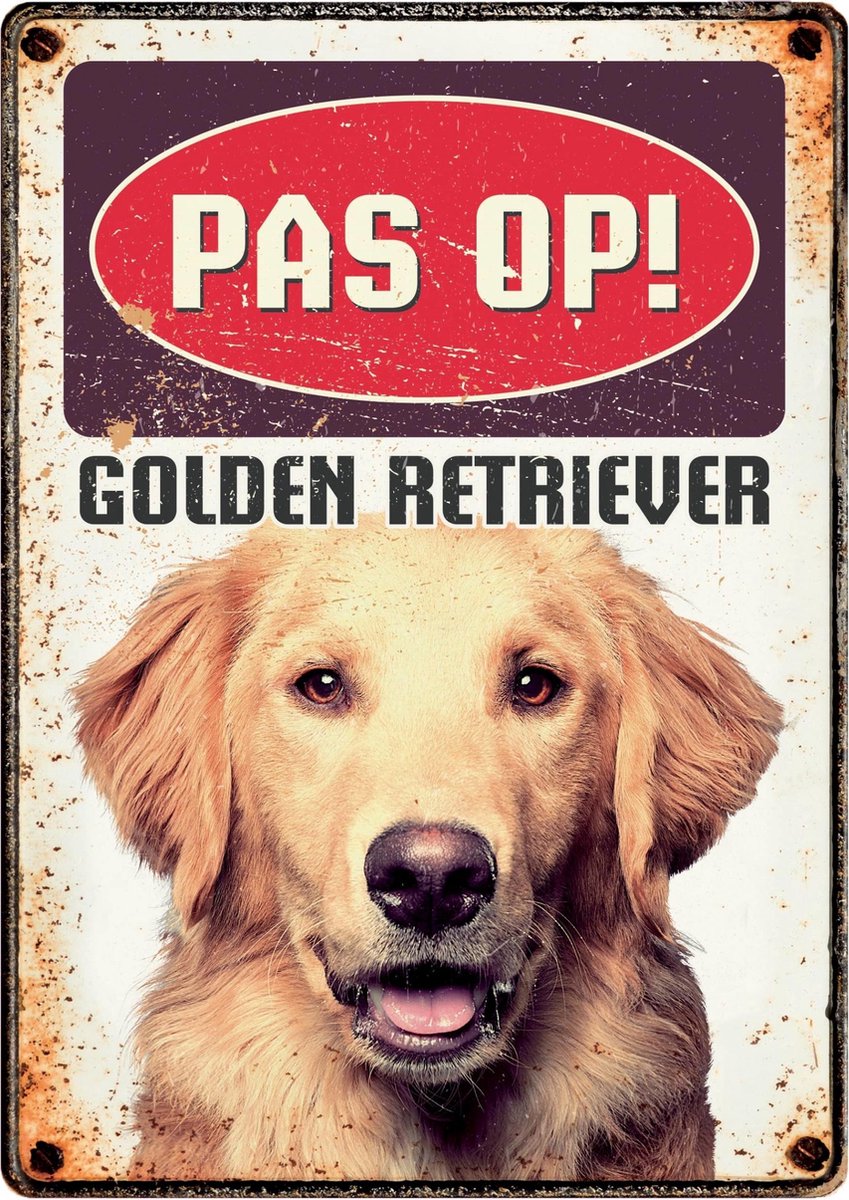 Plenty gifts waakbord blik golden retriever (15X21 CM)