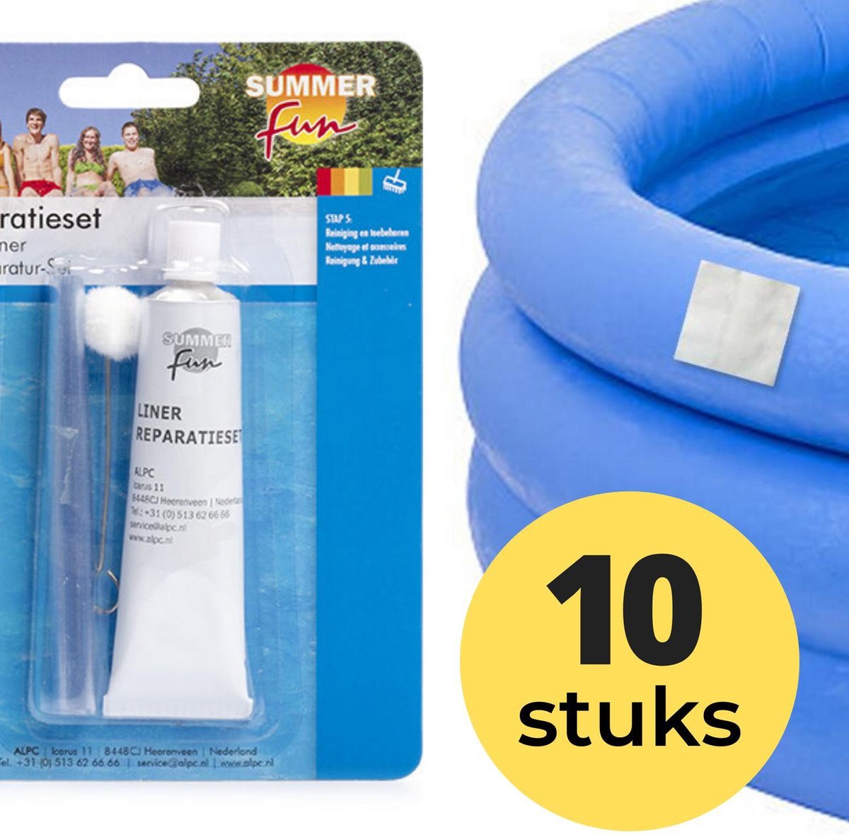 10x Zwembad Onderhoud - Liner Lijm Plakkers Reparatie Set - Geschikt voor Opblaasbaar Zwembad en speelgoed - Pless®