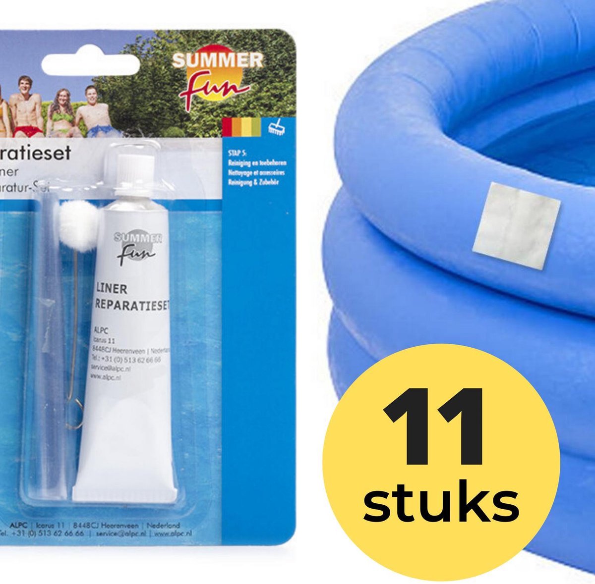 11x Zwembad Onderhoud - Liner Lijm Plakkers Reparatie Set - Geschikt voor Opblaasbaar Zwembad en speelgoed - Pless®