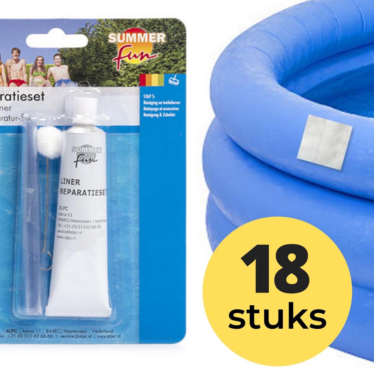 18x Zwembad Onderhoud - Liner Lijm Plakkers Reparatie Set - Geschikt voor Opblaasbaar Zwembad en speelgoed - Pless®