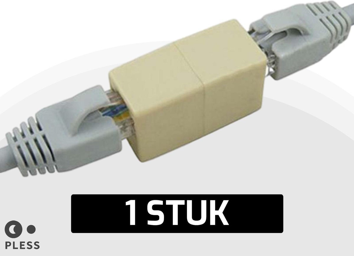 1x UTP - RJ45 Netwerk Ethernet Internet Kabel Verlengstukje Koppelstuk - geschikt voor Cat5/Cat5e/Cat6 - Pless®