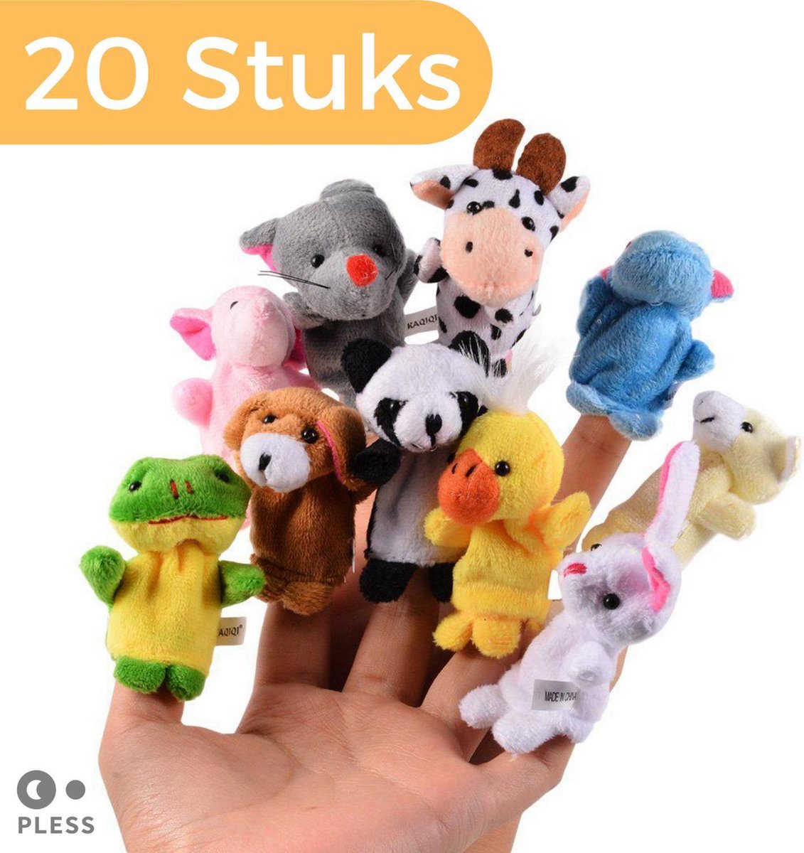 20x Handpop Vingerpop - Handpoppen Living Puppets - Willekeurige Diertjes - Pless®