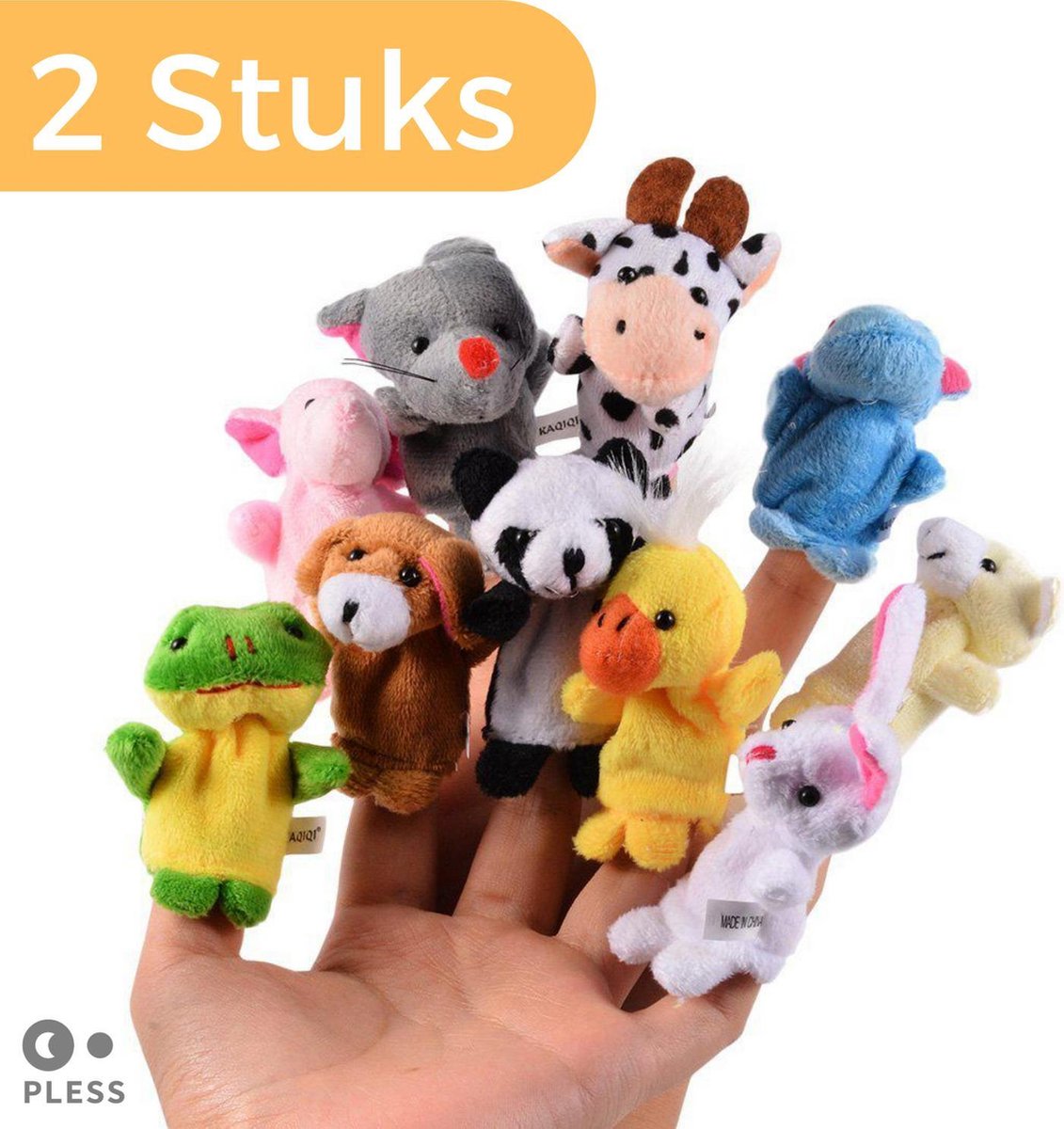 2x Handpop Vingerpop - Handpoppen Living Puppets - Willekeurige Diertjes - Pless®