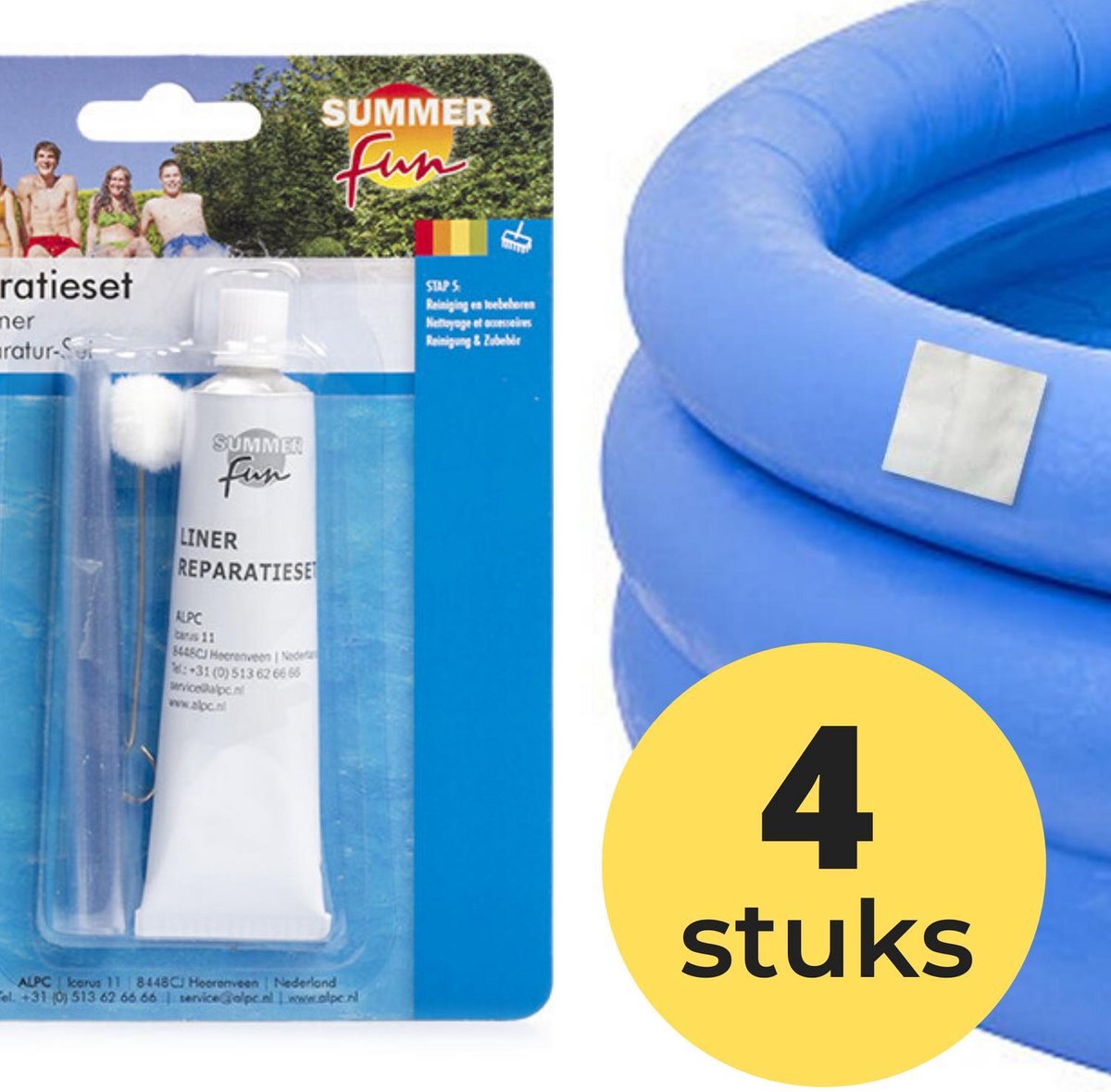 4x Zwembad Onderhoud - Liner Lijm Plakkers Reparatie Set - Geschikt voor Opblaasbaar Zwembad en speelgoed - Pless®