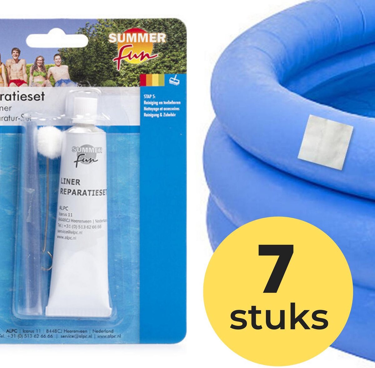 7x Zwembad Onderhoud - Liner Lijm Plakkers Reparatie Set - Geschikt voor Opblaasbaar Zwembad en speelgoed - Pless®