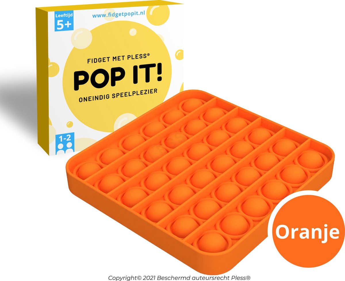 Fidget Toys Pop It Speelgoed - Vierkant Oranje - Fidget Toy - Pless®