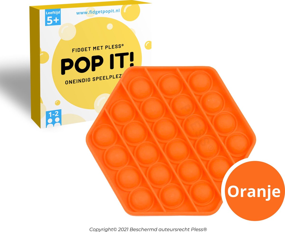 Fidget Toys Pop It Speelgoed - Zeshoek Oranje - Fidget Toy - Pless®