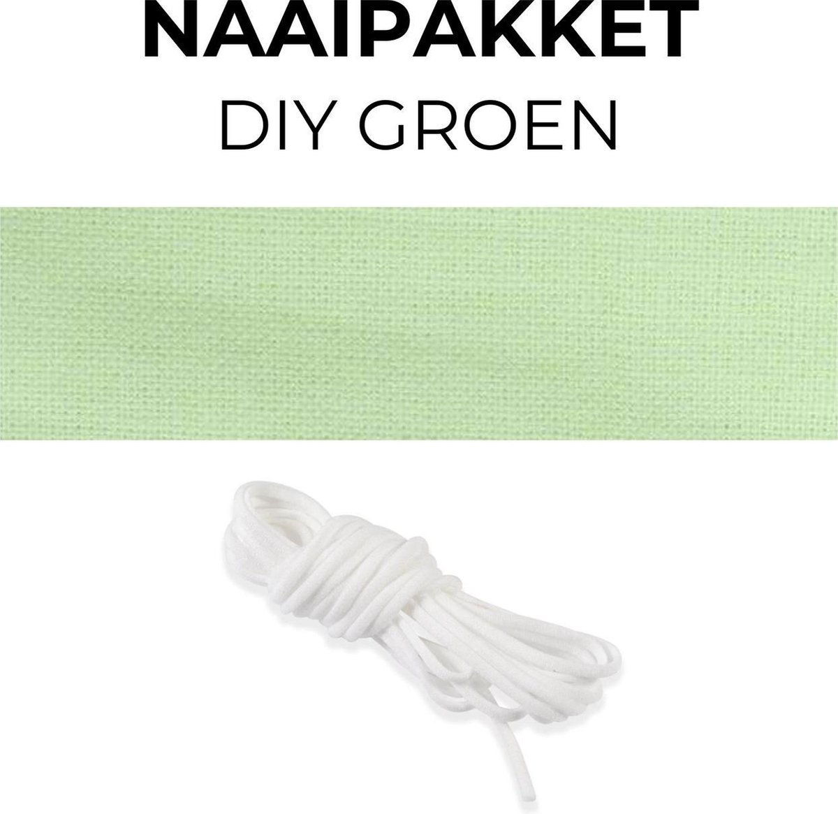 Stof voor het maken van mondkapjes/mondmaskers 1.5 meter x 20cm - Met Elastiek 3mm x 5meter - Groen 100% katoen - Pless®