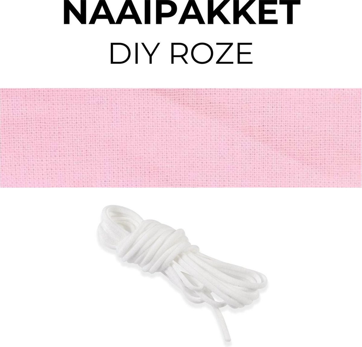 Stof voor het maken van mondkapjes/mondmaskers 1.5 meter x 20cm - Met Elastiek 3mm x 5meter - Roze 100% katoen - Pless®