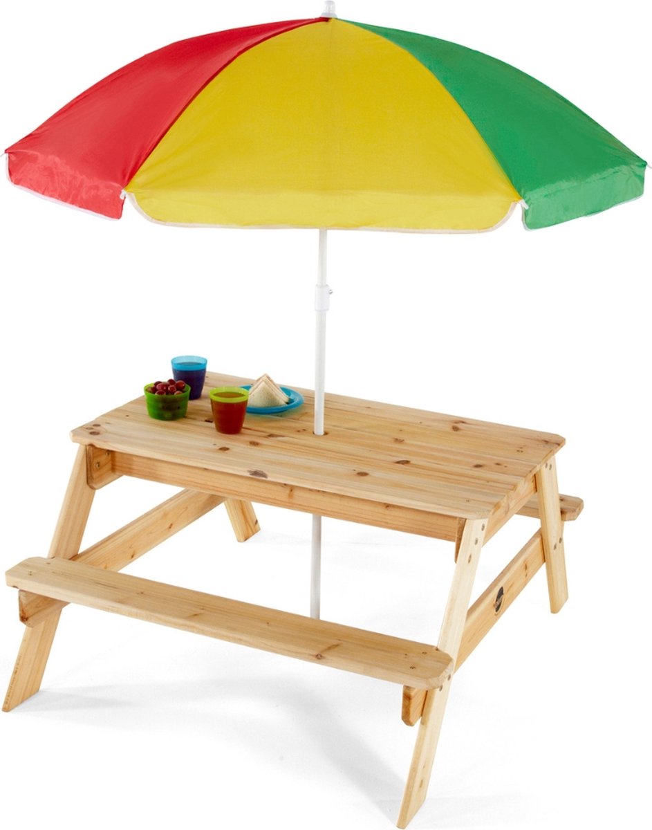 Plum Picknicktafel voor kinderen met parasol - Hout - Naturel