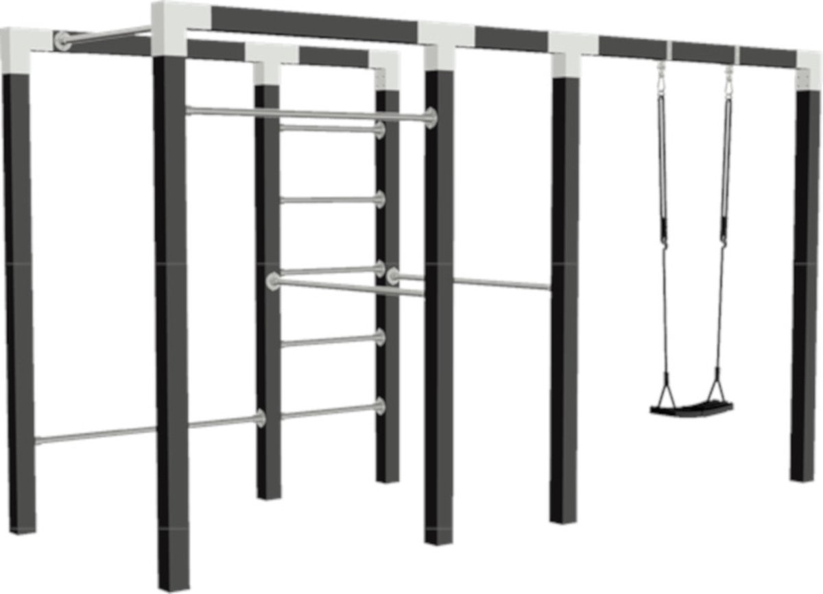 Outdoor fitnesstoestel zwart hout - model 3