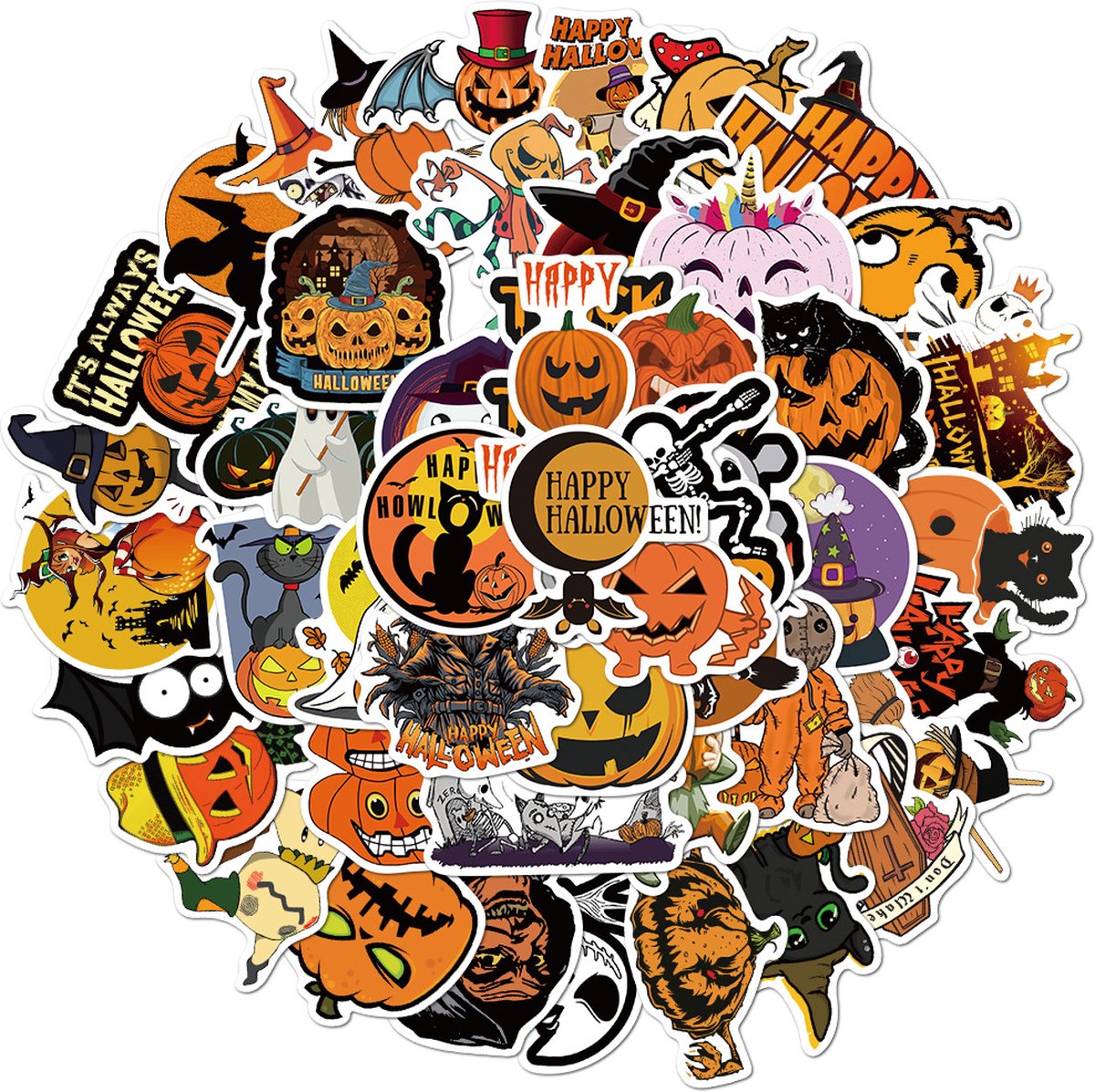 Halloween stickers - 50 stuks - Decoratie - Halloween decoratie - Stickerpakket