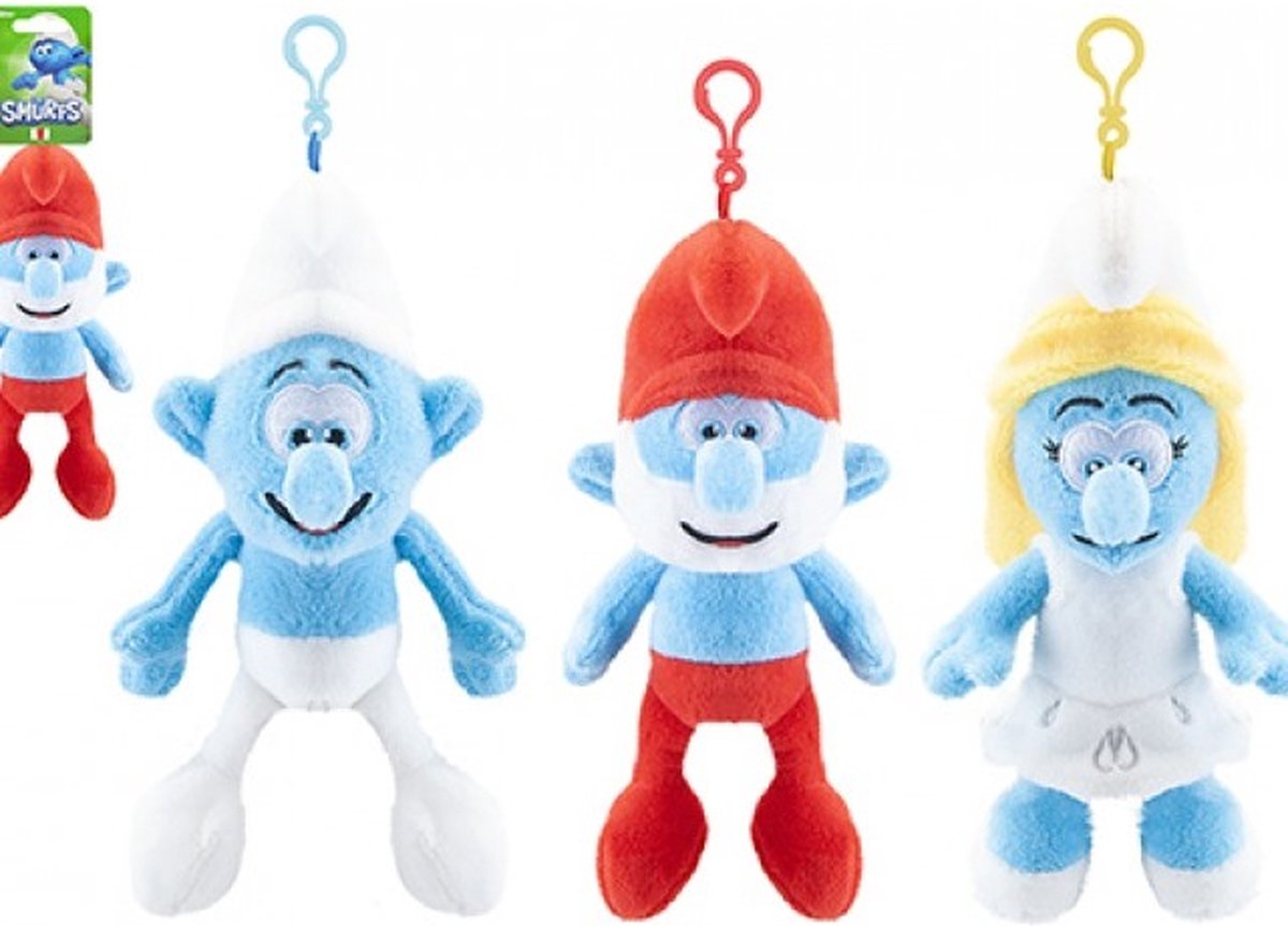 3 Smurfen knuffels - 12 cm - met clip