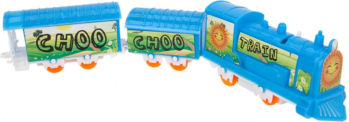 Pms Treinset Choo Choo Train Blauw/oranje 11-delig