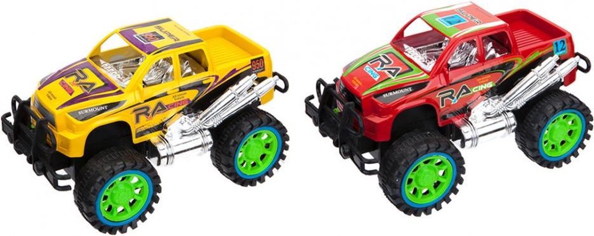 monstertrucks Inertia Power 20 cm geel/rood 2-delig