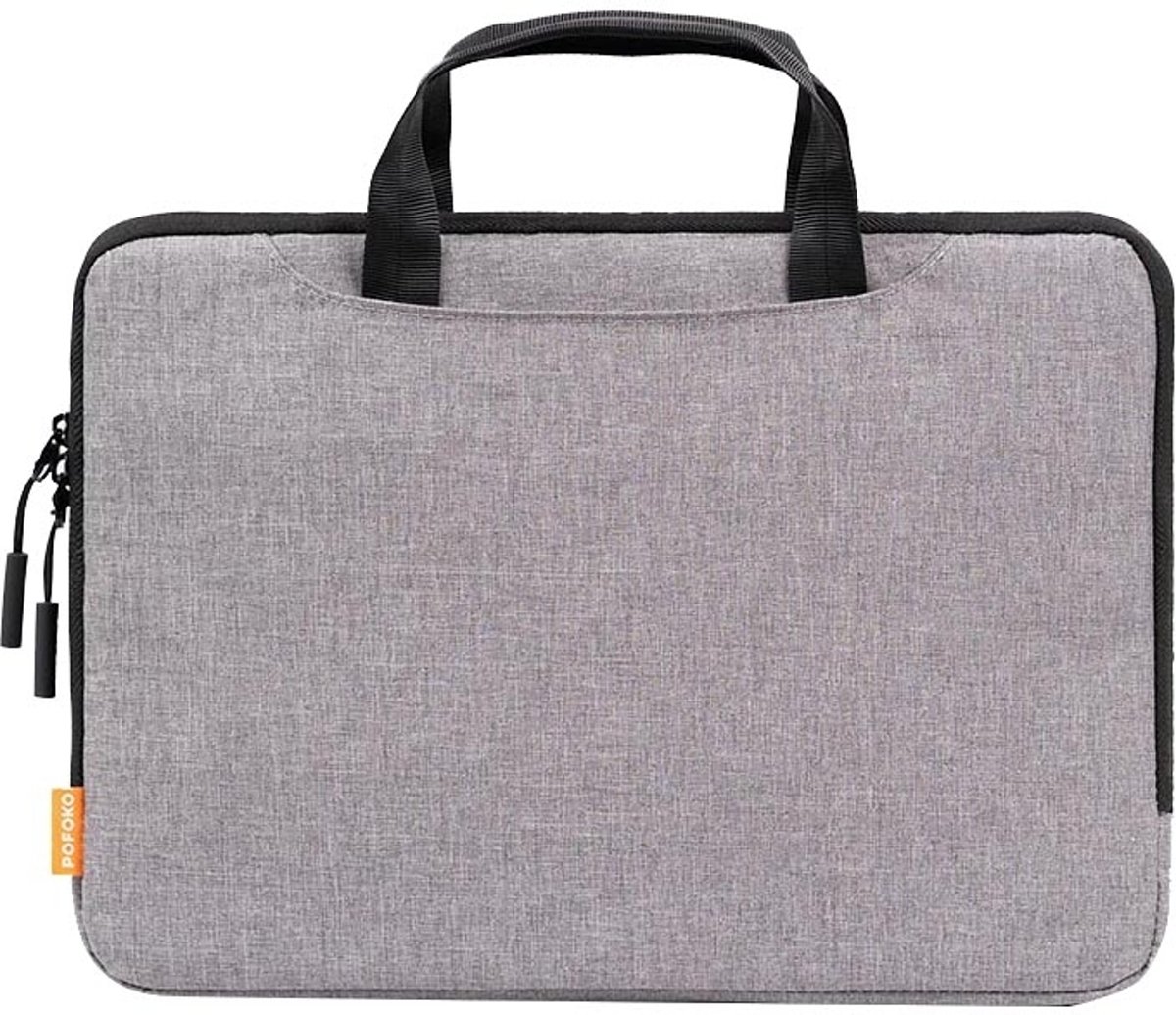 Let op type!! POFOKO A300 15 4 inch draagbare zakelijke casual polyester laptoptas (lichtgrijs)