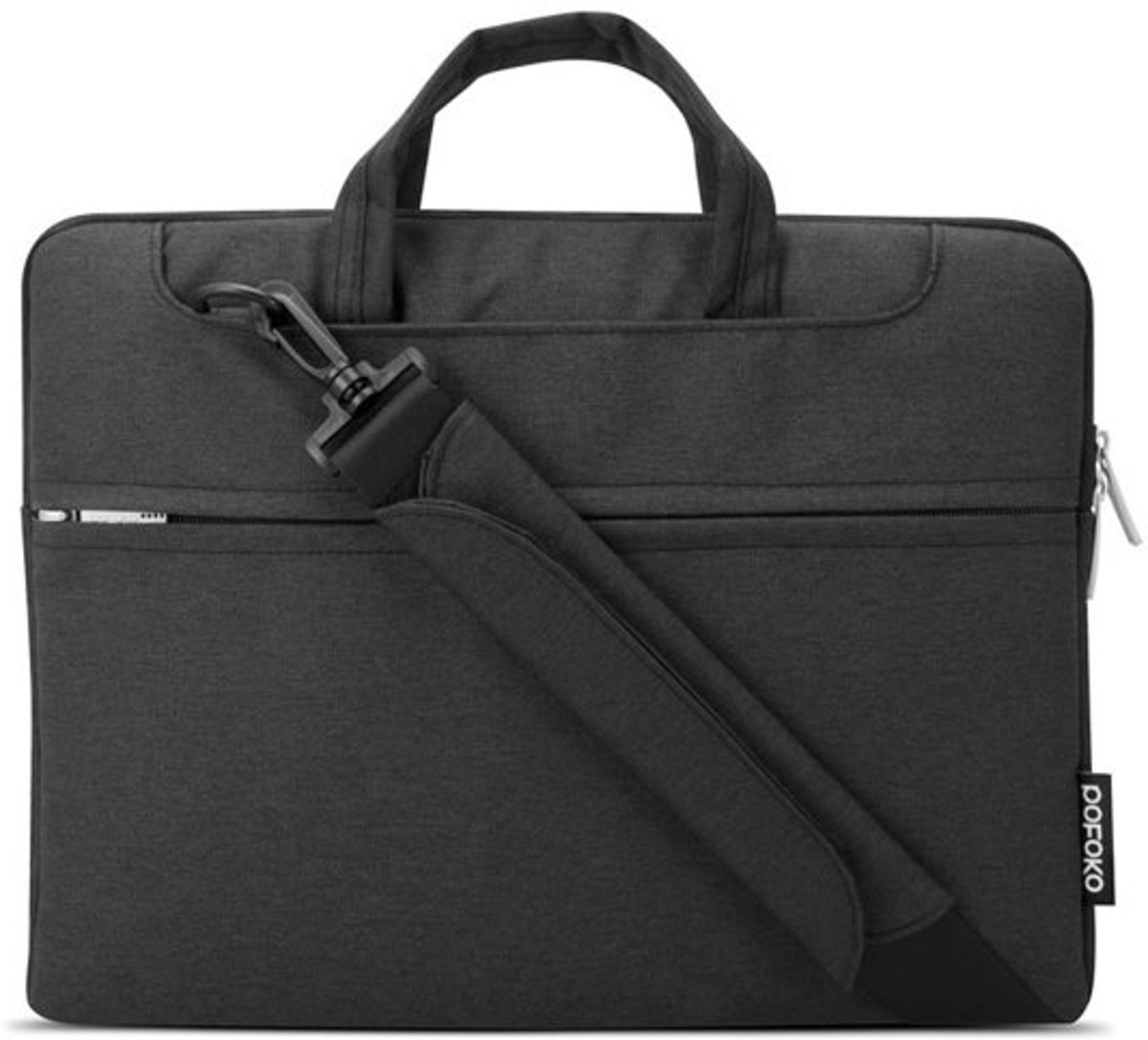 POFOKO 11.6 inch laptoptas met schouderband - Zwart