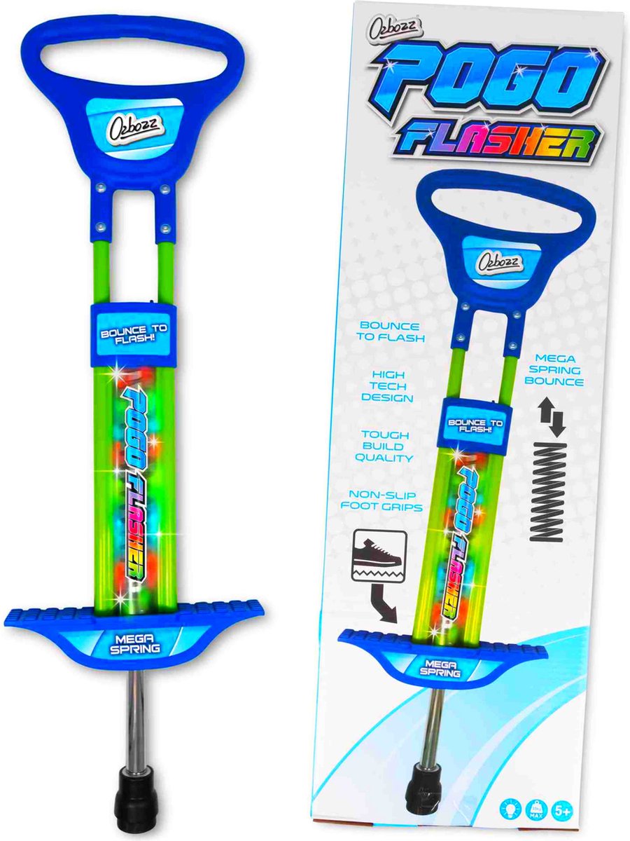 Luxe Verlichte   Pogostick Blauw 89 cm Pogo Stick 35 Kilo   Met Led Verlichting