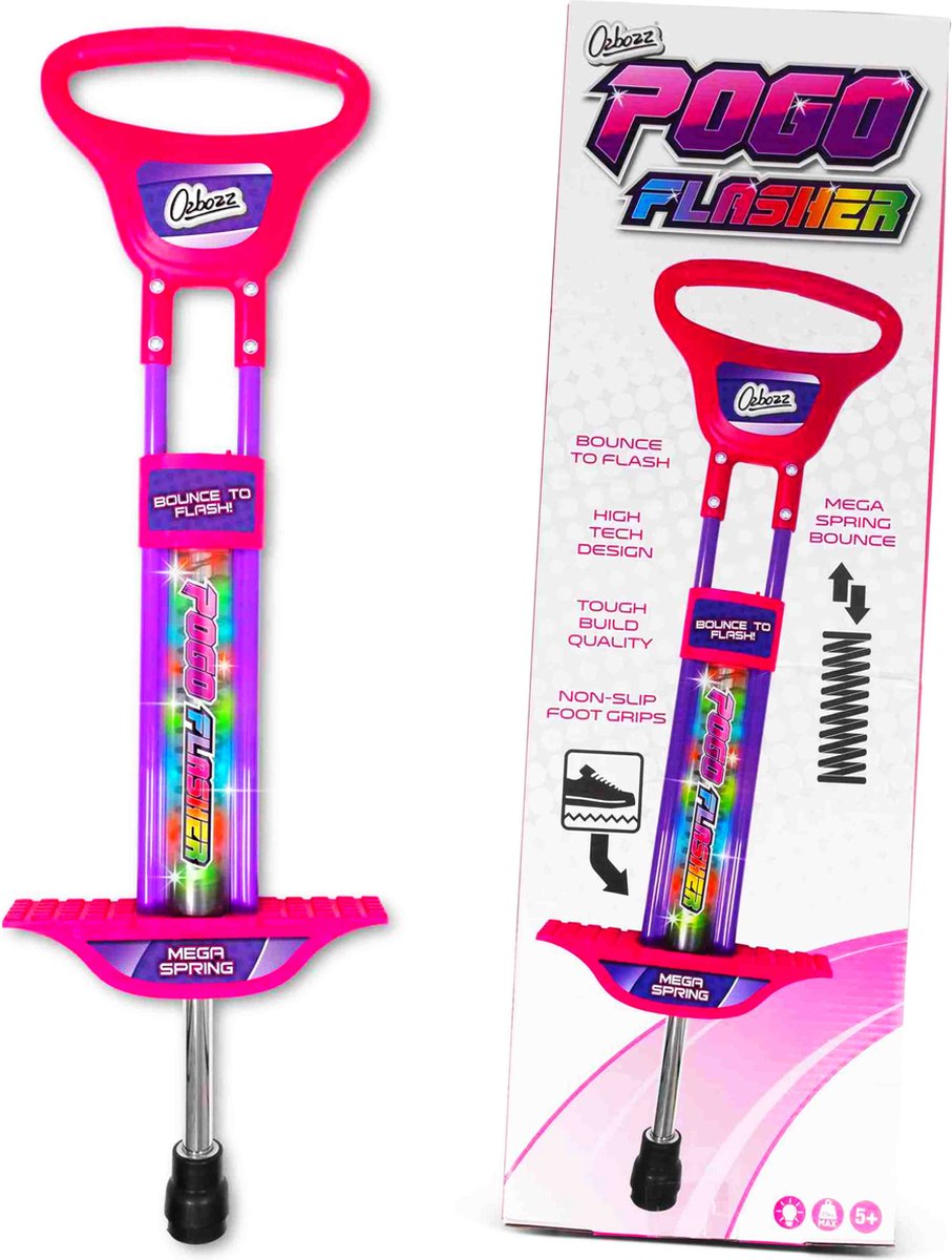 Luxe Verlichte   Pogostick Roze 89 cm Pogo Stick 35 Kilo   Met Led Verlichting