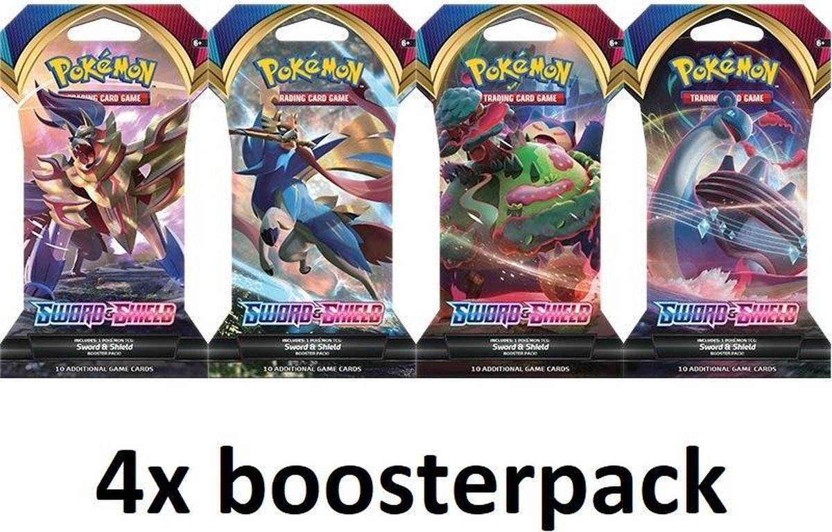 4x Sword & Shield Pokemon Sleeved Boosterpack