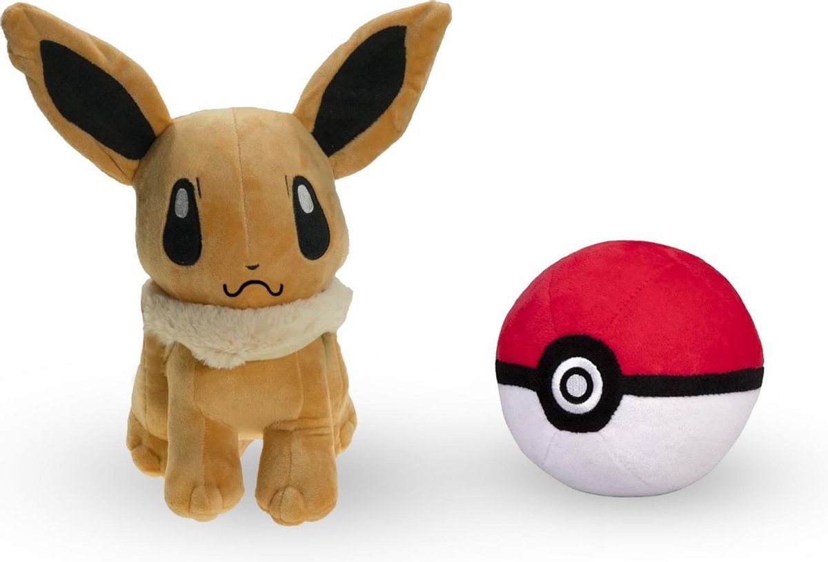 Eeevee pokemon knuffel 17 Cm met pokeball 12 Cm