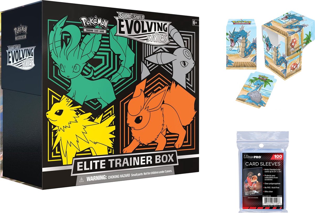 Pokemon - Pokemon kaarten - Evolving Skies Elite Trainer Box Bundel - Pokemon Deck box - Sleeves