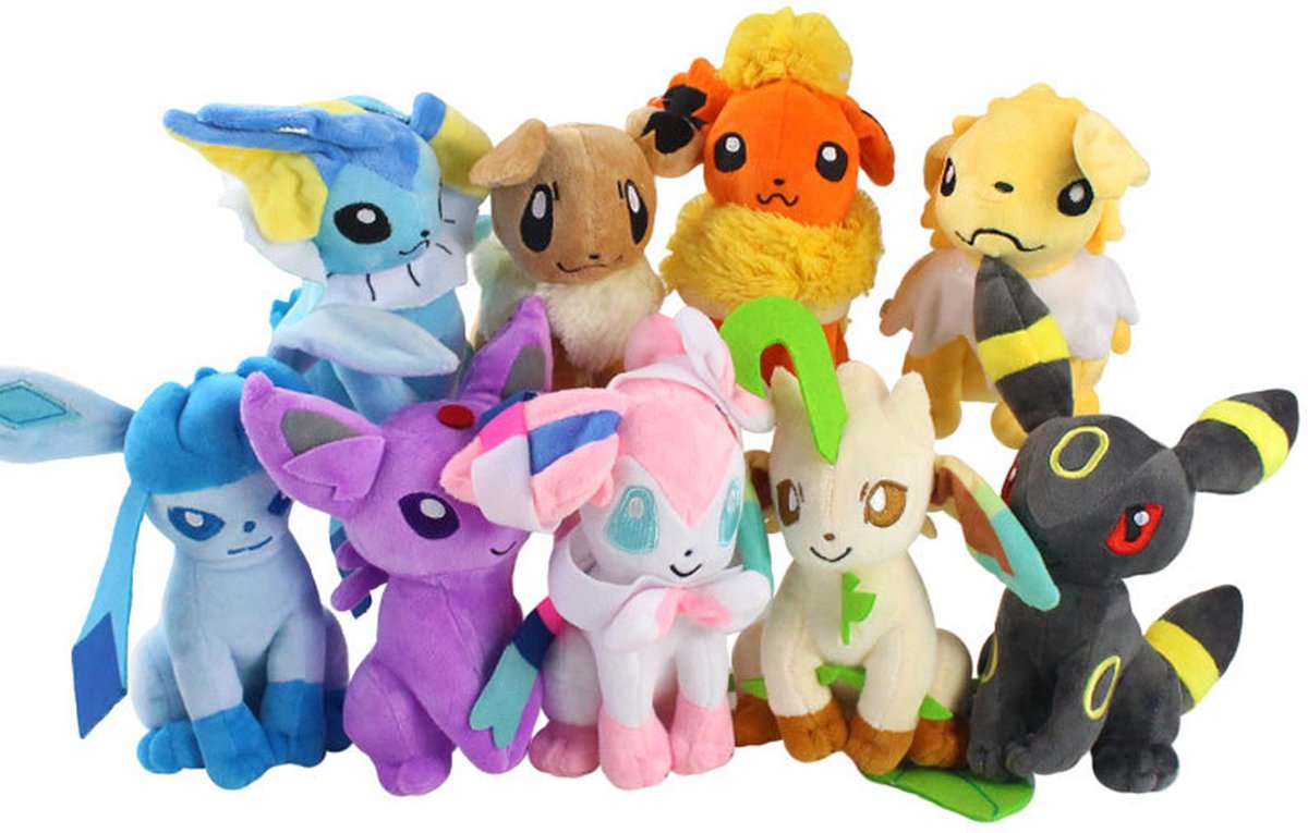 Pokemon eevee evolutions Pluche Knuffel 23 cm - Flareon Vaporeon Jolteon Leafeon Glaceon Umbreon Espeon