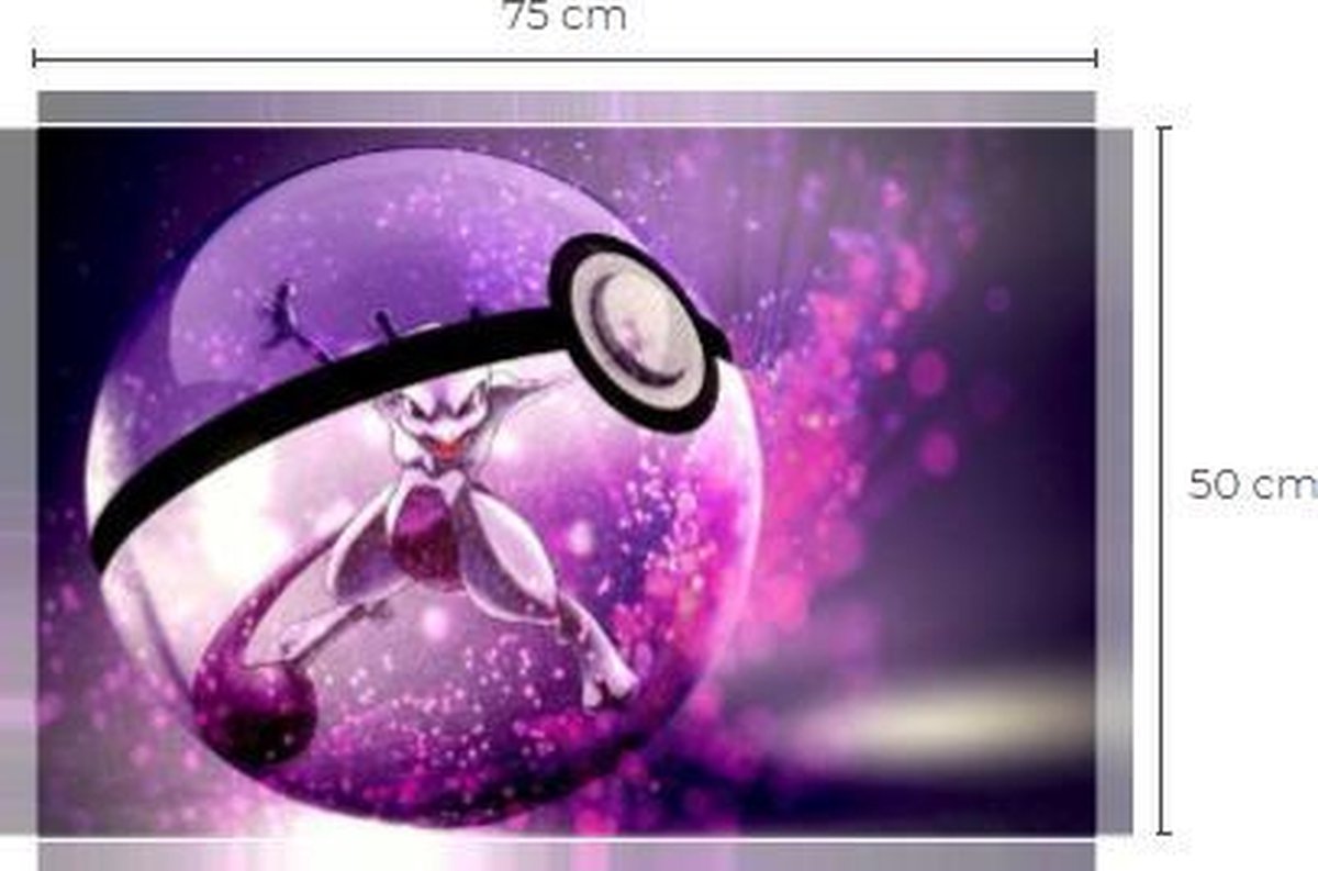 pokemon -mewto Pokeball - Canvas - kinderkamer - speelgoed - kaarten - Canvas