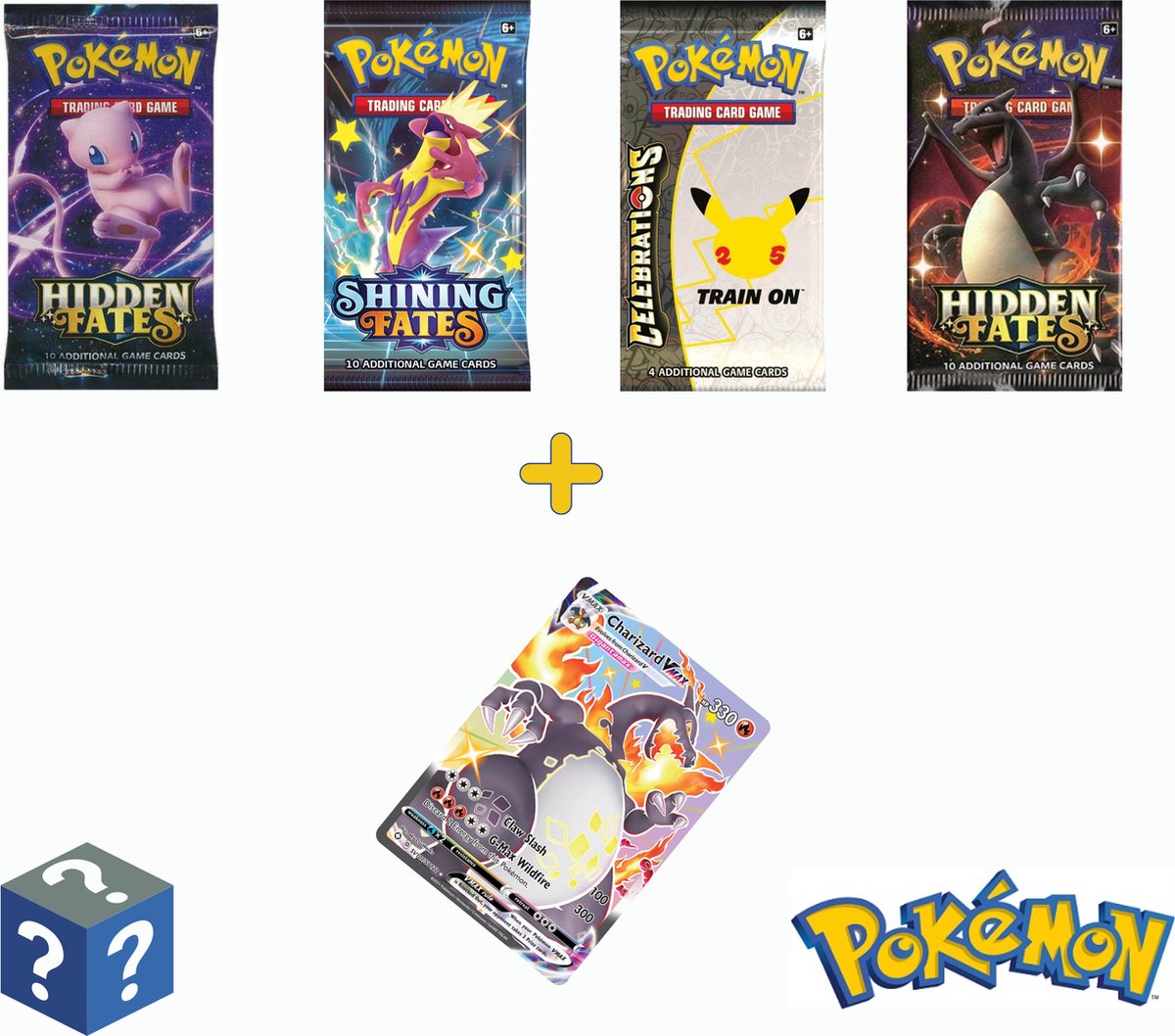 ✅ Pokémon Mystery Box 4x BOOSTER PACK + 1x EX/V/GX/Secret Rare VMAX