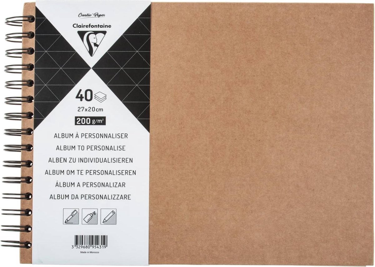 Clairefontaine spiraal schetsboek - 320 x 240 mm - bruin kraft -200g