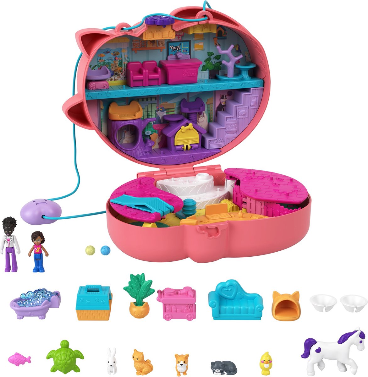 Polly Pocket Compacte Speelset Shani de Knuffelkat Tas